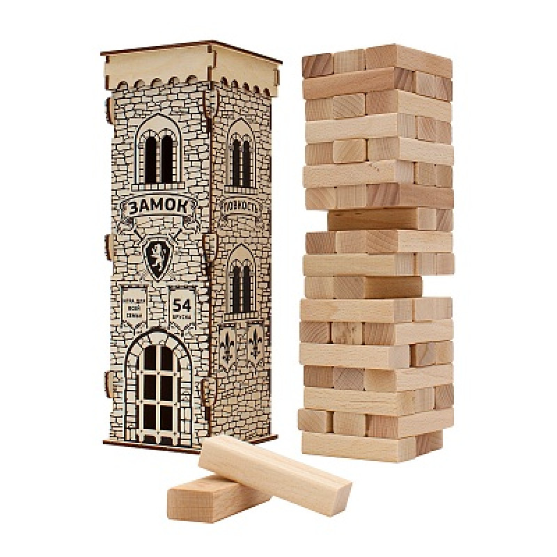 Башня. Замок,Деревянная игрушка. Игра (28,5 см)в деревянной коробке. Конструктор 54 эл. К-3865
